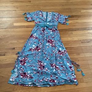 Yireh Indi Boho Floral Maxi Dress in Prim Tosca